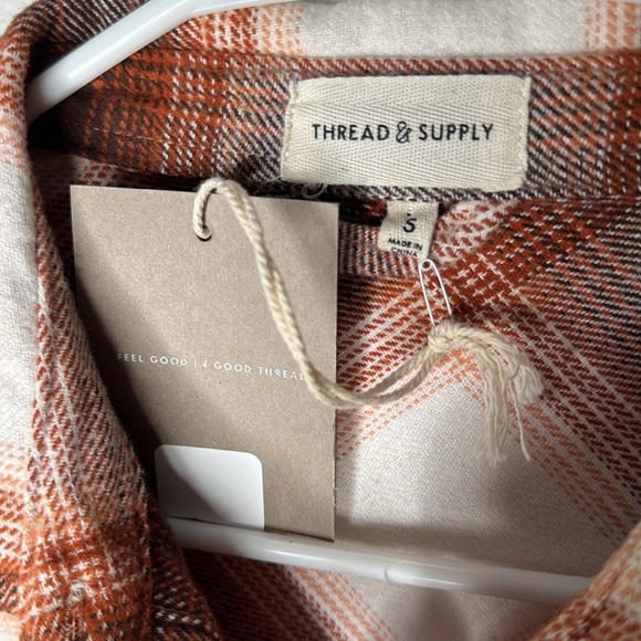 Thread & Supply Dempsey Top Long Sleeve Button Up Shirt Espresso Plaid - Picture 4 of 6